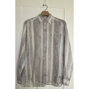 Tommy Bahama 100% Linen Striped Shirt‎ Button Down Relax LARGE